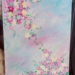 Pastel Blooms Canvas Painting Cottagecore Decor